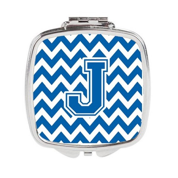 Carolines Treasures Letter J Chevron Blue and White Compact Mirror CJ1056-JSCM